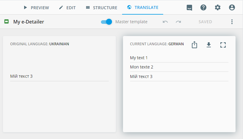 Translate tab for current language